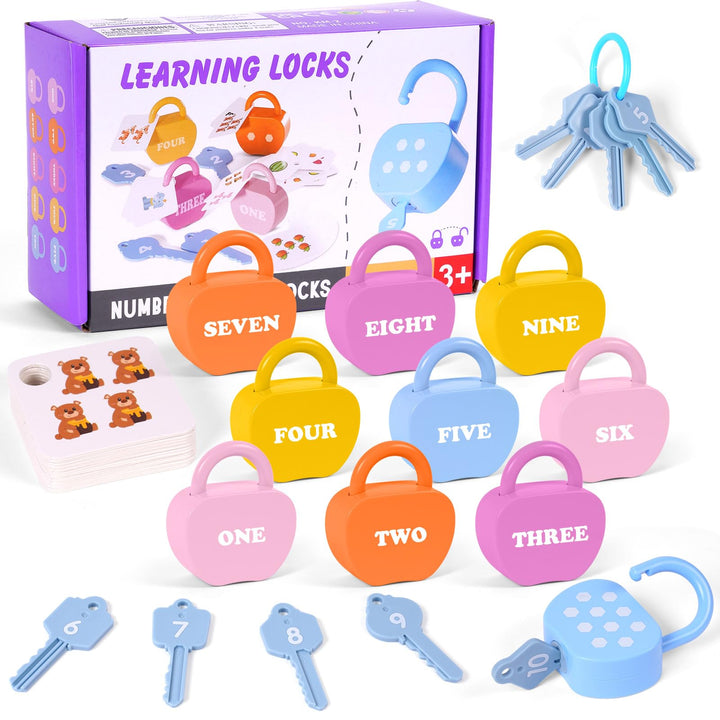 10 Set Schloss und Schlüsselspiel, Montessori Baby Keys Spielzeugset, Lock Und Schlüsselspielzeug, V