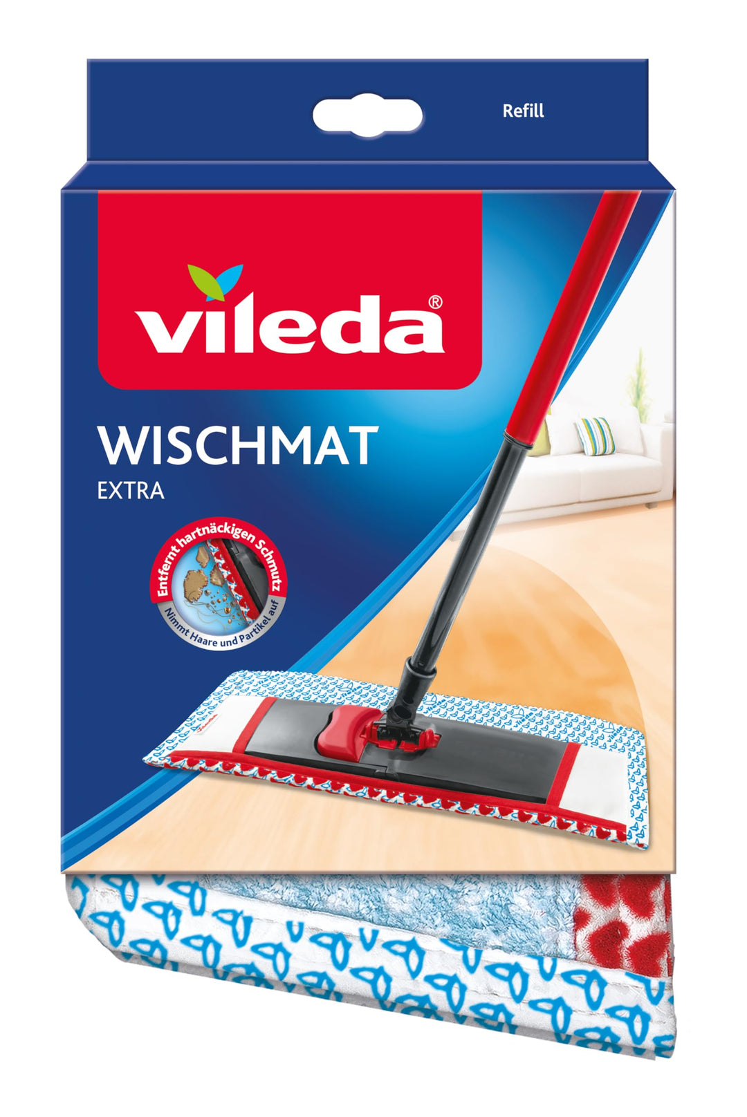 Vileda WischMat Extra, Wischbezug mit 3D Flockstruktur, 1 Stück Wischmat Extra Bezug Single, Wischma