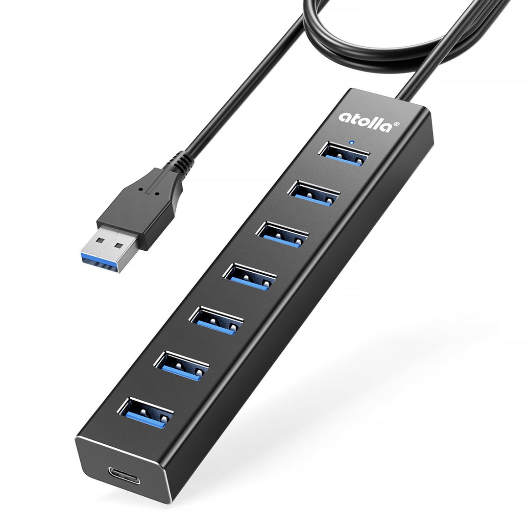 USB Hub 3.0, Aluminium 8-Port USB Verteiler 5Gbps Adapter mit 100cm Lang Kabel, Mehrfach USB3.0-Date