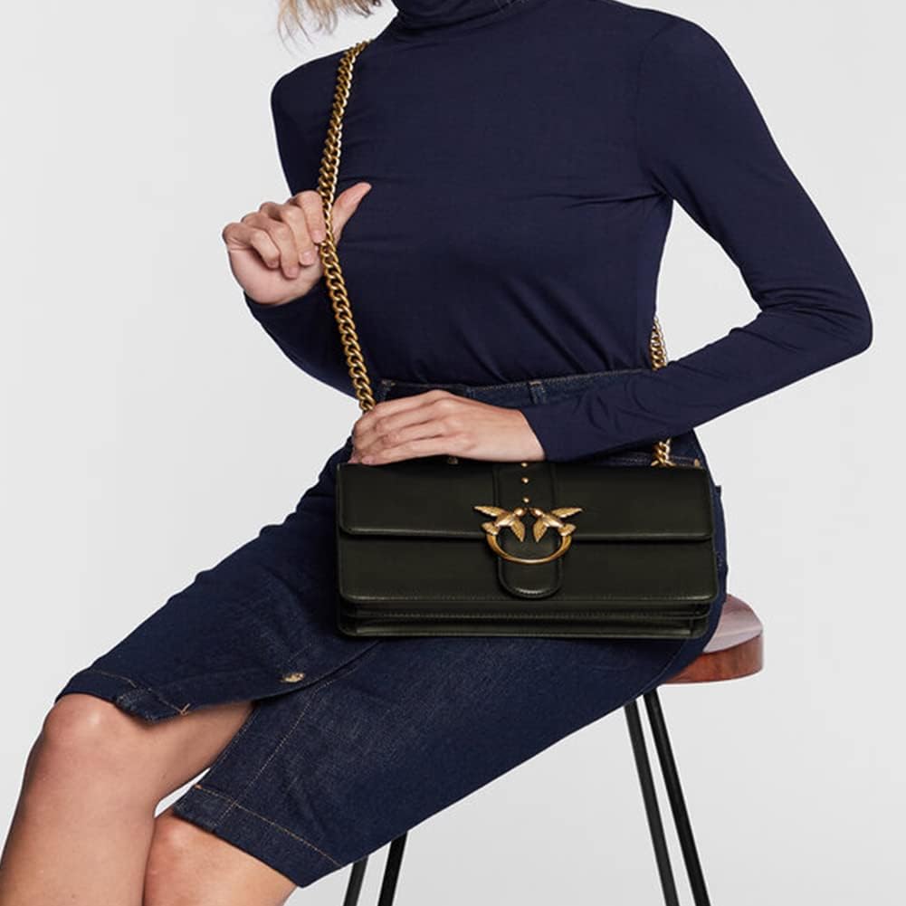 Pinko Damen Love One Classic C Kalbsleder Set Tasche Z99q_schwarz-antique Gold, Z99q_schwarz-antique