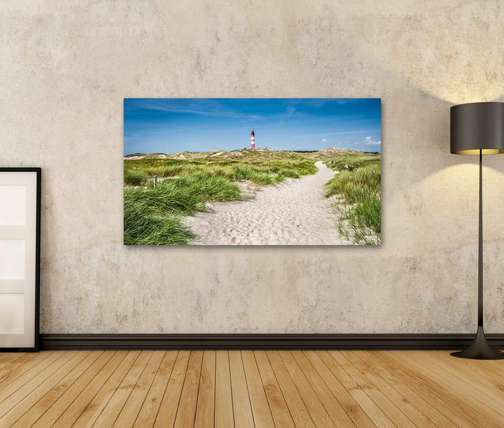 islandburner Bild auf Leinwand Schöne Dünenlandschaft Traditioneller Leuchtturm Nordseeinsel Amrum S