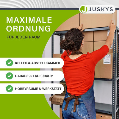 Juskys 2er-Set Lagerregal Easy 2X 160x80x40cm (HxBxT) - 640kg Traglast - 8 Böden - Metall Schwerlast