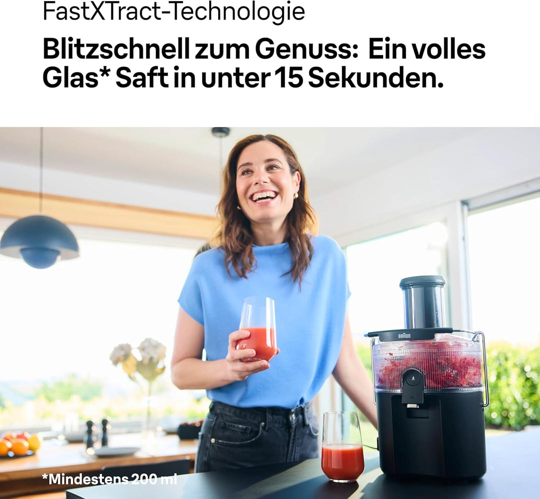 Braun MultiJuice 5 SJ500, Zentrifugalentsafter mit ColdXtract-Technologie, 75 mm Einfüllöffnung, 1,5
