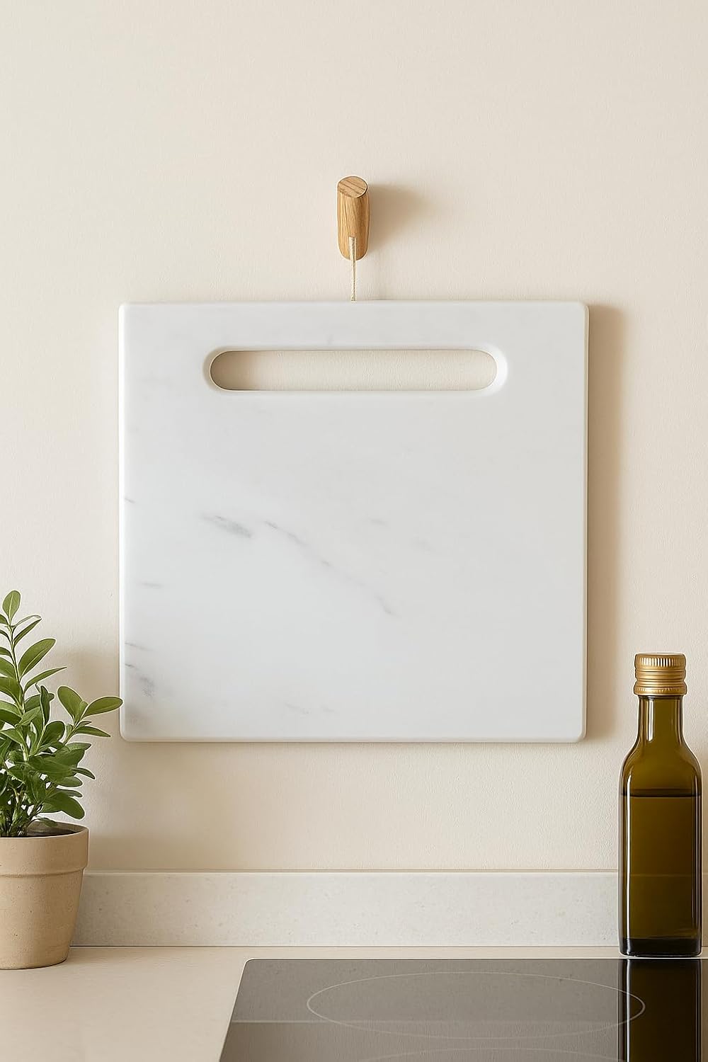 Quadratisches Schneidebrett aus weissem Marmor 30x30 cm – Elegante Arbeitsplatte für Küche, Sushi, K