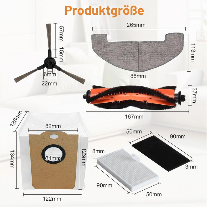 Staubsauger-Ersatzteil-Set passend für MONSGA MS1 MAX Roboter-Staubsauger, Staubsaugerzubehör passen