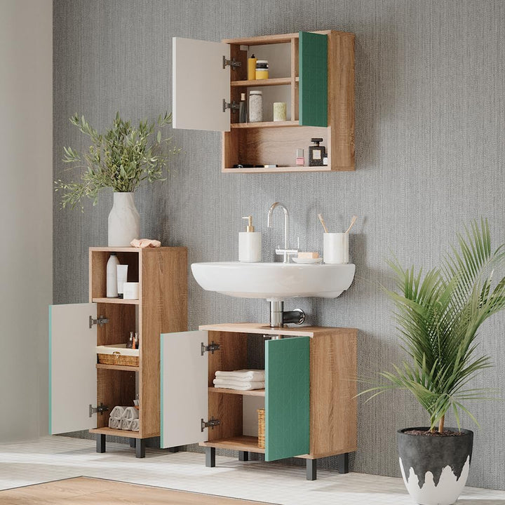 Vicco Midischrank Agasta, Mintgrün/Sonoma, 30 x 87.2 cm Mintgrün Badschrank, Mintgrün Badschrank