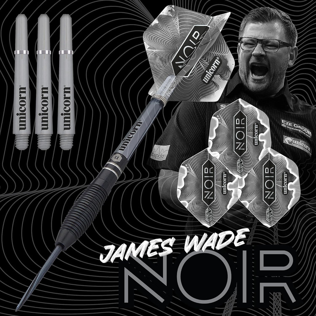 Unicorn Schwarz Noir|James Wade|Dartpfeile mit Stahlspitze 20 g Schwarz, 20 g Schwarz