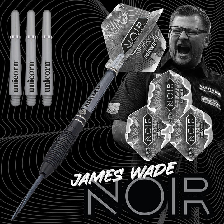 Unicorn Schwarz Noir|James Wade|Dartpfeile mit Stahlspitze 20 g Schwarz, 20 g Schwarz