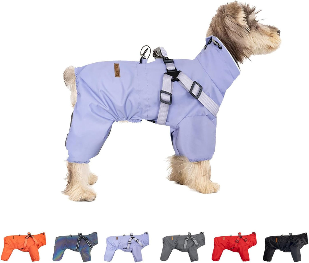 Hundegeschirr-Regenmantel, verstellbare Hundejacke mit Geschirr für 4 Beine, reflektierender Overall