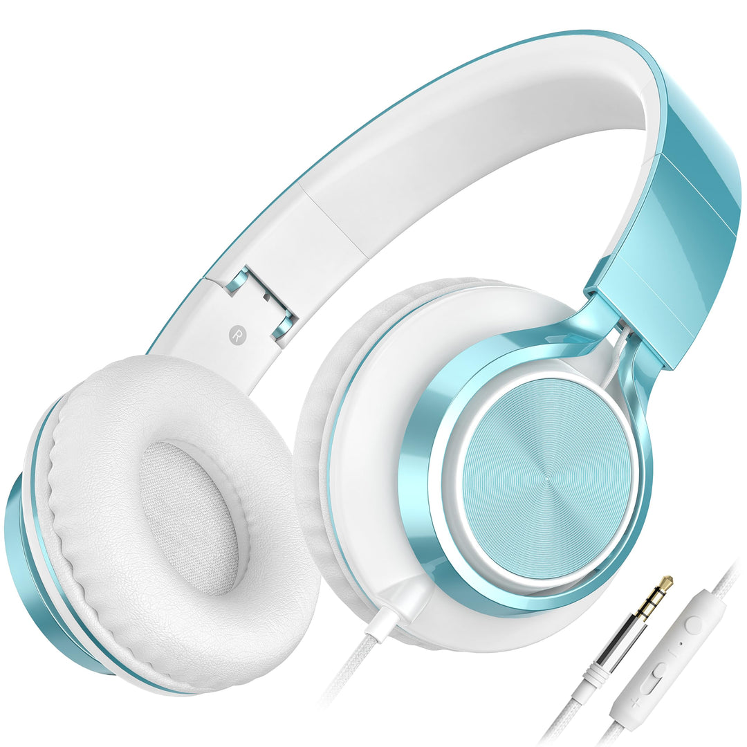 AILIHEN C8 Kopfhörer mit Kabel und Mikrofon, faltbar und verstellbar, On-Ear-Headsets, Lautstärkereg