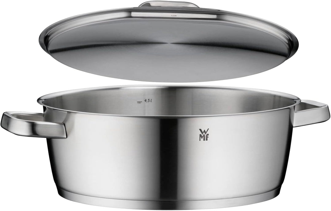 WMF Iconic Kochtopf gross 24cm, Metalldeckel, Bratentopf Induktion 4,2l, grosser Topf, Cromargan Ede