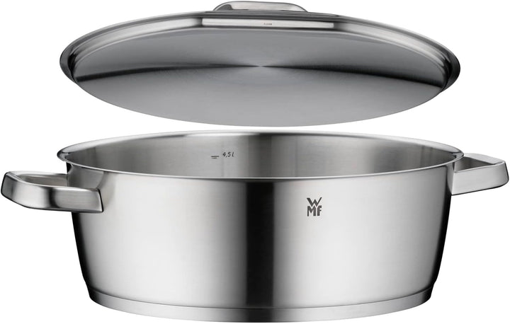WMF Iconic Kochtopf gross 24cm, Metalldeckel, Bratentopf Induktion 4,2l, grosser Topf, Cromargan Ede