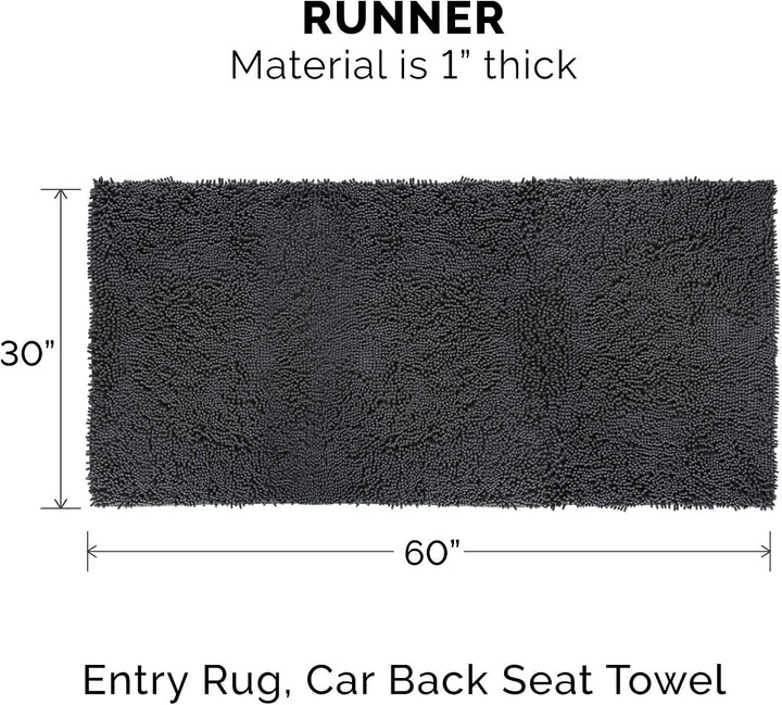 Furhaven XXL Runner Pet Door Mat Muddy Paws Absorbent Chenille Shammy Rug, Washable - Charcoal (Gray