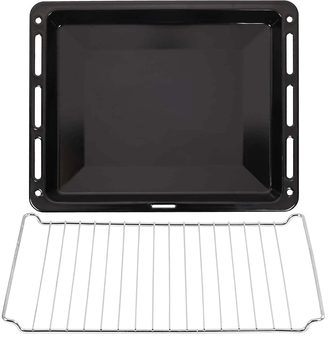 ICQN Backbleche & Gitter 460 x 370 x 30 mm Set, Emailliert, Fettpfanne, Verchromt, Backofenrost, Bac
