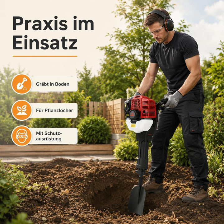 1900W Benzin Baumspaten &amp; Wurzelschneider - Robuster Baumumpflanzbagger für Garten, Rasen, Landschaf