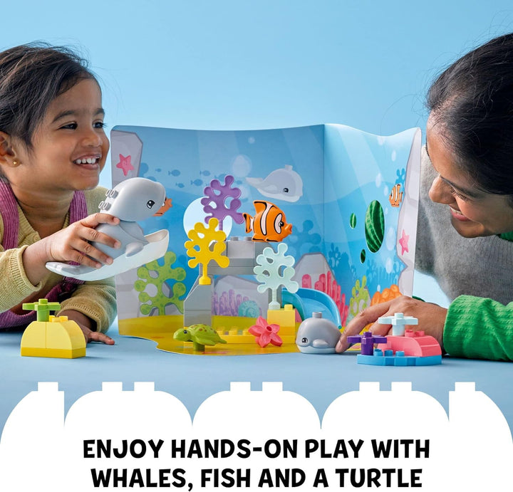 LEGO DUPLO Wild Animals of the Ocean Set 10972, with Whale and Turtle Sea Animal Figuren & Playmat,