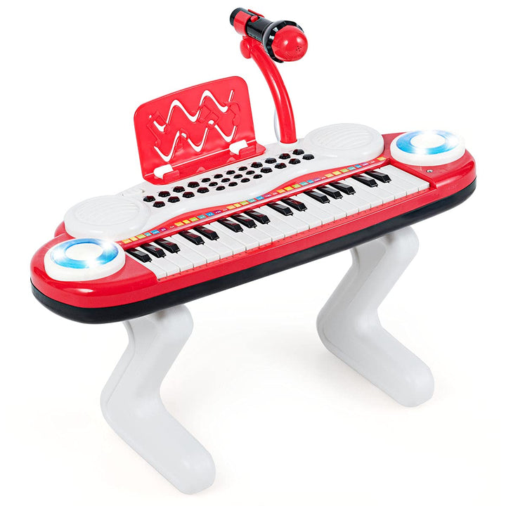 GOPLUS 37 Tasten Kinderklavier, Kinder Keyboard mit Mikrofon & Notenständer, Spielzeug Piano mit Lic