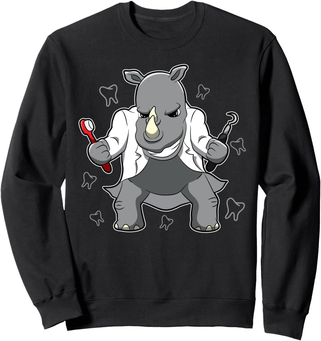 Doktor Nashorn - Lustiges Zahnarzt-Tier - Rhinozeros Sweatshirt
