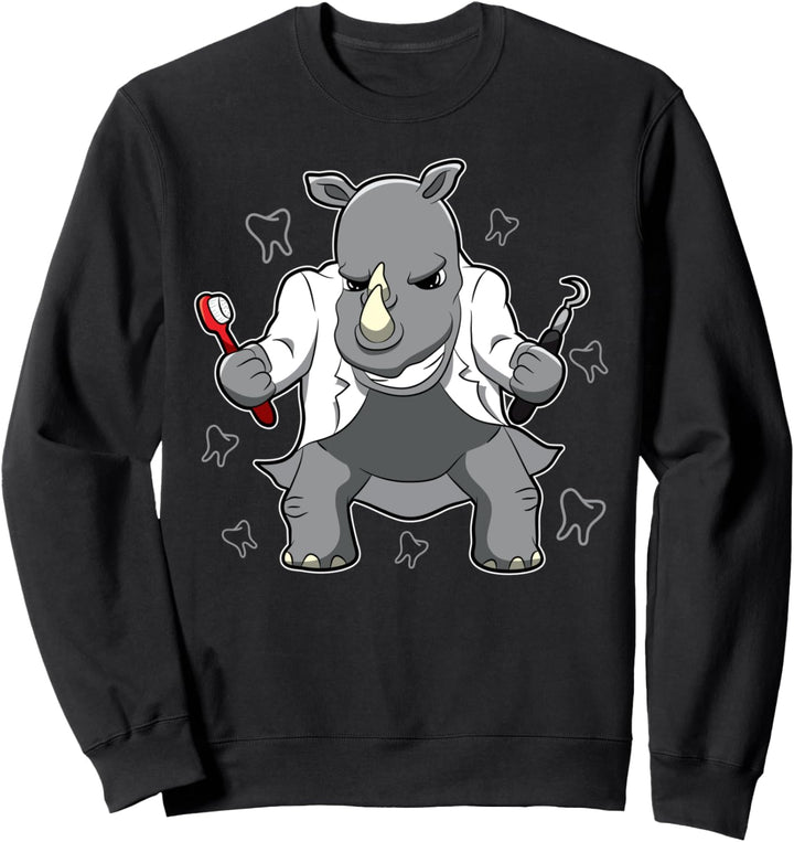 Doktor Nashorn - Lustiges Zahnarzt-Tier - Rhinozeros Sweatshirt