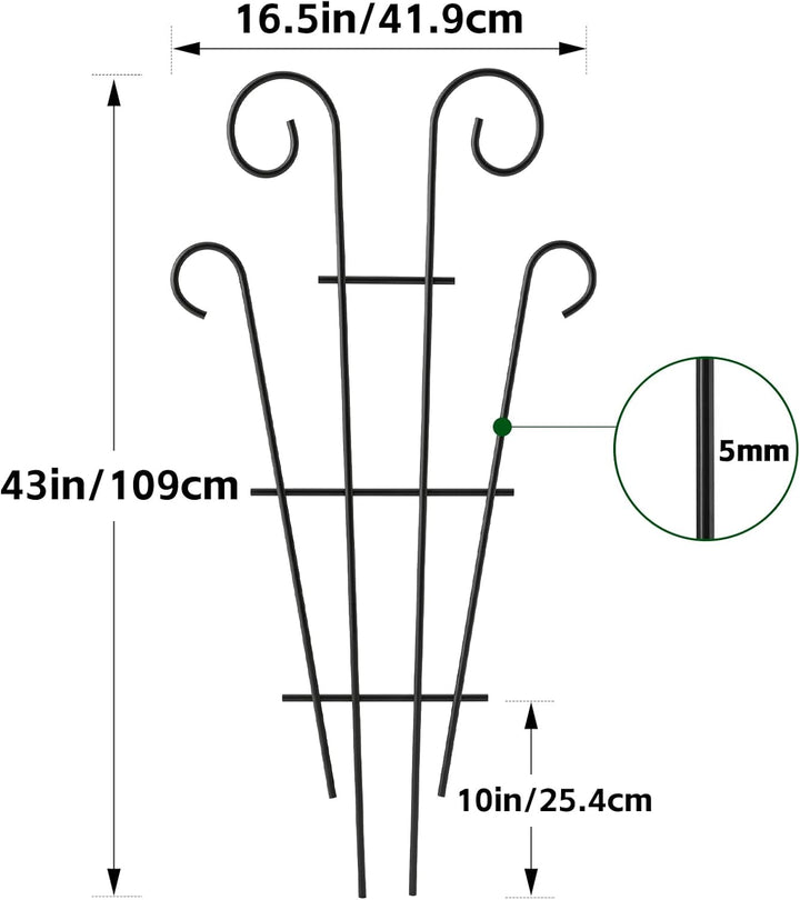 4er-Pack 109 cm / 43 Zoll Indoor-Pflanzenspalier für kletternde Topfpflanzen, Outdoor-Metallgarten-S