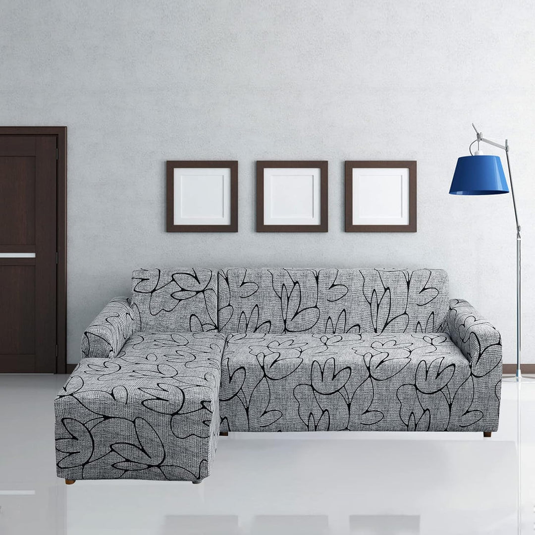 Jaotto Sofa Überwürfe Sofabezug Elastische Spandex Stretch Sofabezüge Couchbezug für L-Form Sofa Uni