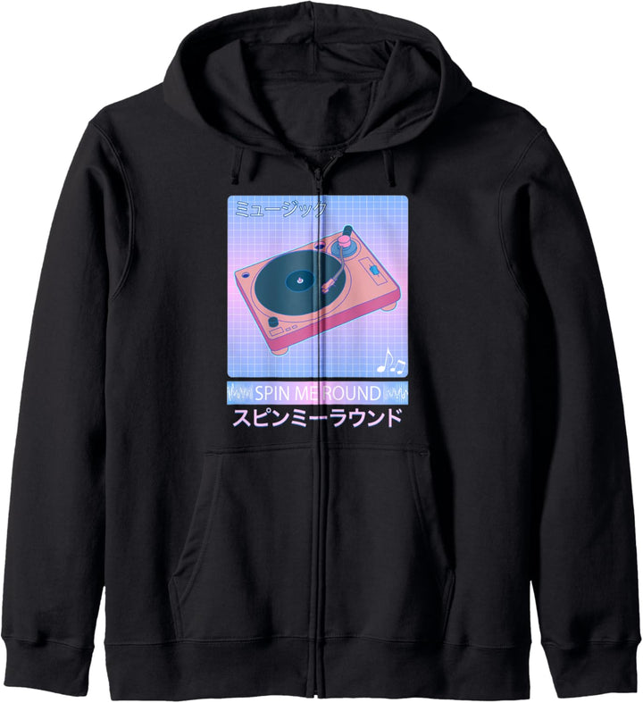 Vaporwave Plattenspieler Retro 80er Jahre Japanische Otaku Kunst Kapuzenjacke