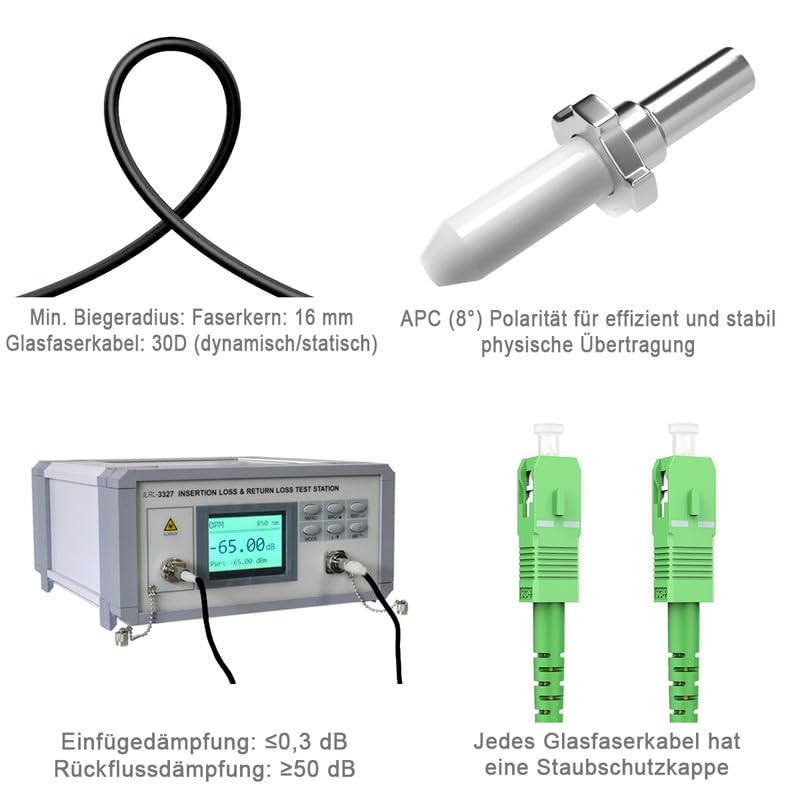 RamboCables 10M Gepanzerte Glasfaser-Kabel SC/APC auf SC/APC, Simplex Singlemode Gepanzerte Glasfase
