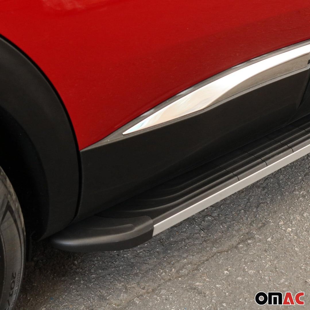 OMAC Trittbretter Seitenschweller kompatibel mit Kia Sportage 2010-2015 Aluminium Schwarz Silber APA