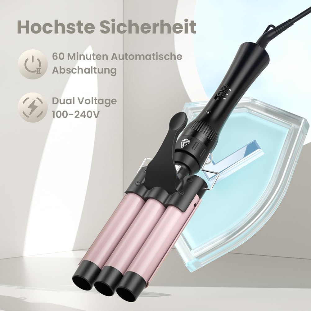 ELEHOT-store Lockenstab 3 Fässer Welleneisen Lockenstab 5 in 1 Keramikbeschichtung 5 Zubehörteile 10