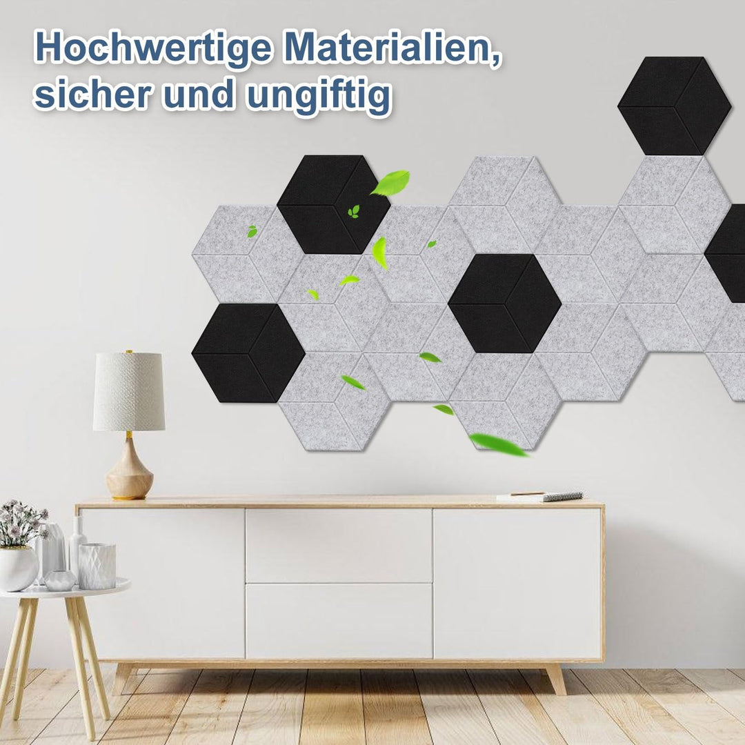 Fiqops 18er Hexagon Akustikpaneele Selbstklebend Akustikplatten Schwarz Hohe Dichte Schallabsorber P