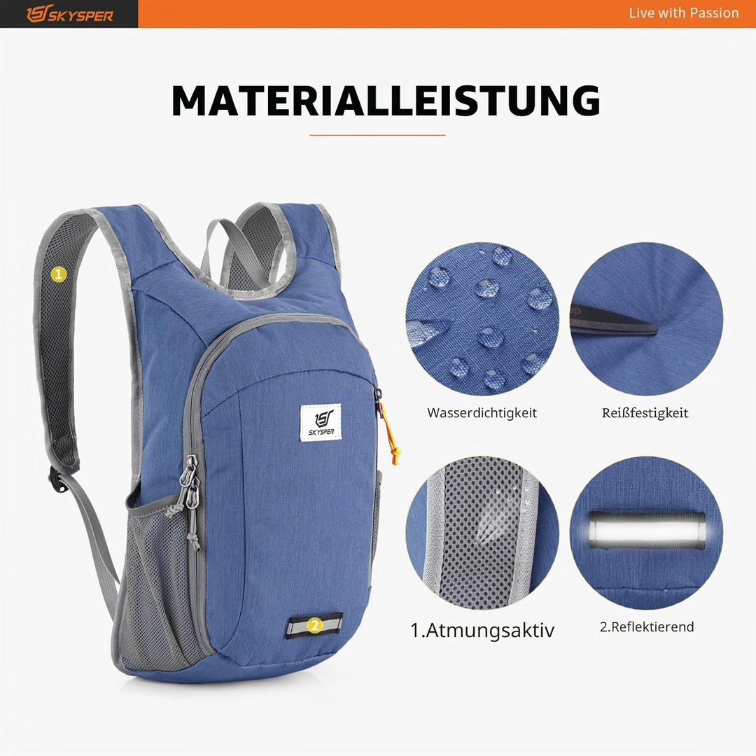 SKYSPER 10L/15L/20L Faltbarer Rucksack Ultraleicht Tagesrucksack Wasserfest Daypack Reiserucksack Wa