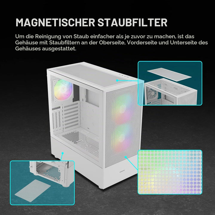 GAMDIAS TALOS M3 MESH ATX Gaming Midi-Tower PC-Gehäuse, Enthält 3 x 120mm ARGB PWM-Lüfter mit Lüfter