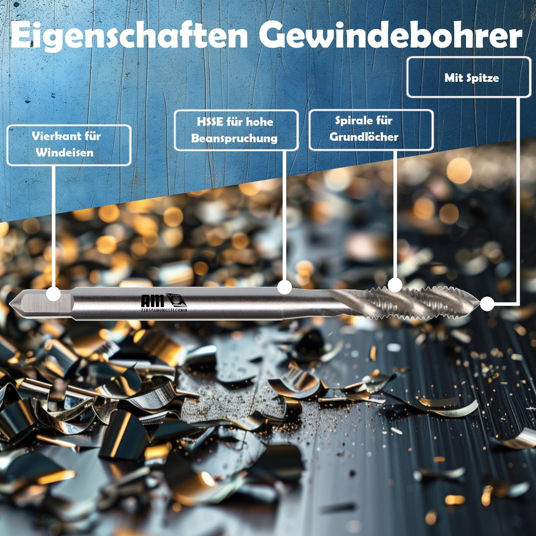 Gewindeschneider M3-M30 | Hochwertiger Gewindebohrer | Universeller Sacklochgewindebohrer Handgewind