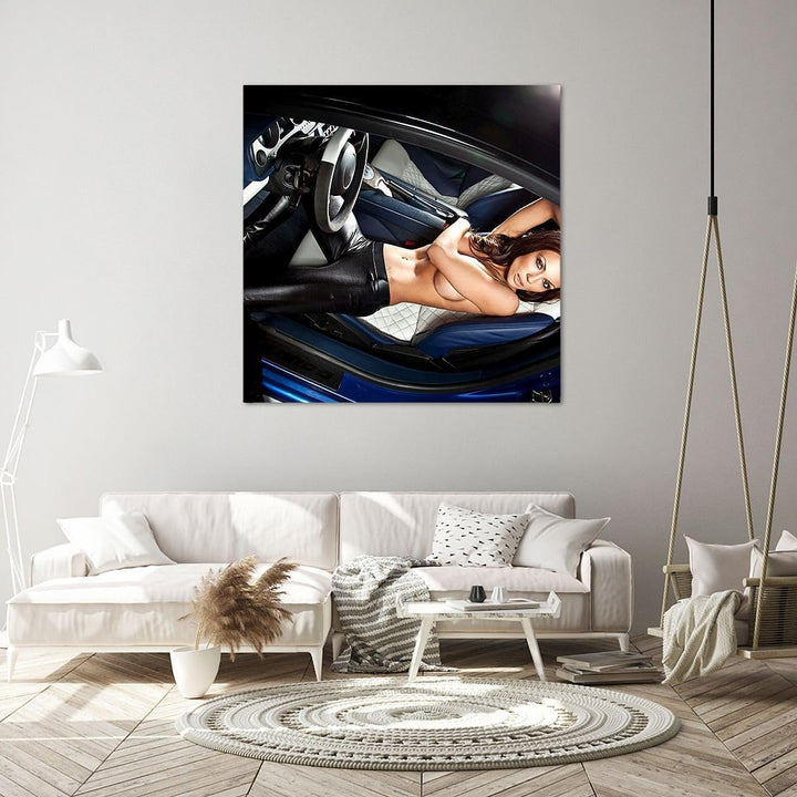 Bilder auf Leinwand 70x70cm Leinwandbild Schönheit Körper Auto Modell Gross Wanddeko Bild Schlafzimm