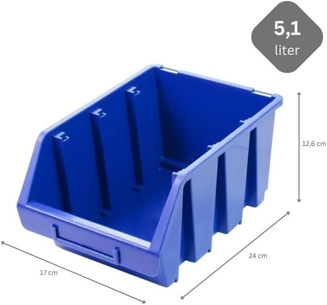 PROREGAL SuperSparSet 5x Sichtlagerbox 3 | HxBxT 12,6x17x24cm | Blau | Sichtlagerbehälter Sichtlager