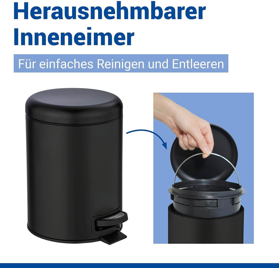 WENKO Treteimer Mod. Leman, 5 Liter, mit herausnehmbarem Einsatz, aus lackiertem Stahl, 21 x 24 x 28