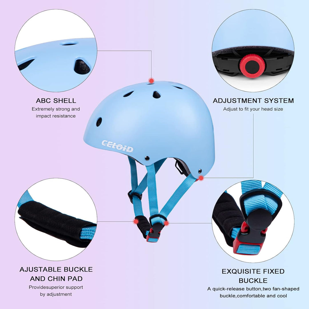 Kinder Fahrradhelm, Kleinkind Skateboard Helme für Alter 3-5-8-10-16 Jahre Jungen Mädchen, verstellb
