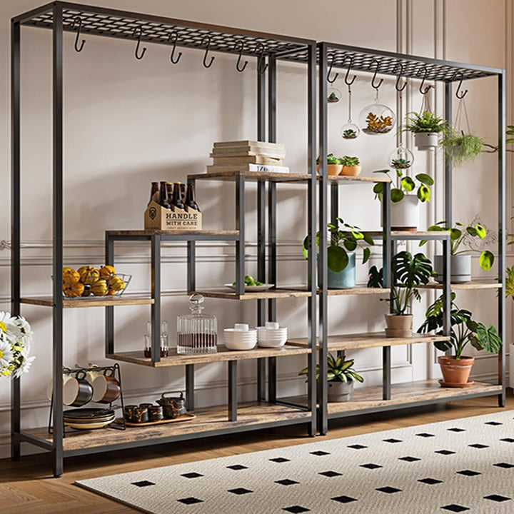 Indoor Pflanzenständer, 5 Etage 180 cm, Grosses Metall Pflanzenregal mit Haken zum Aufhängen, Multif