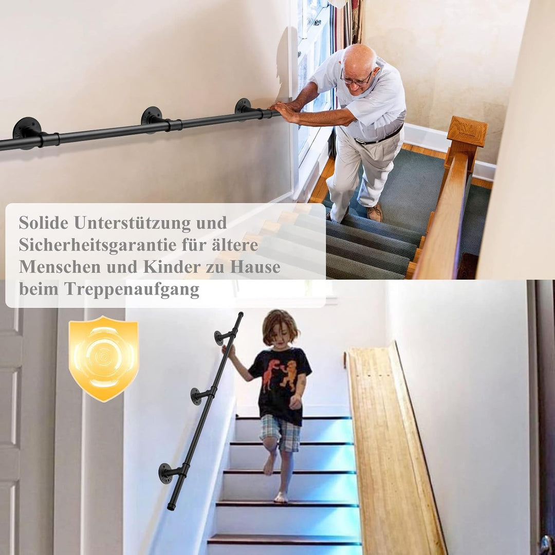 Treppengeländer Schwarz, TANiCE 120cm Treppengeländer Edelstahl Industrielle Geländer Treppe Innen A