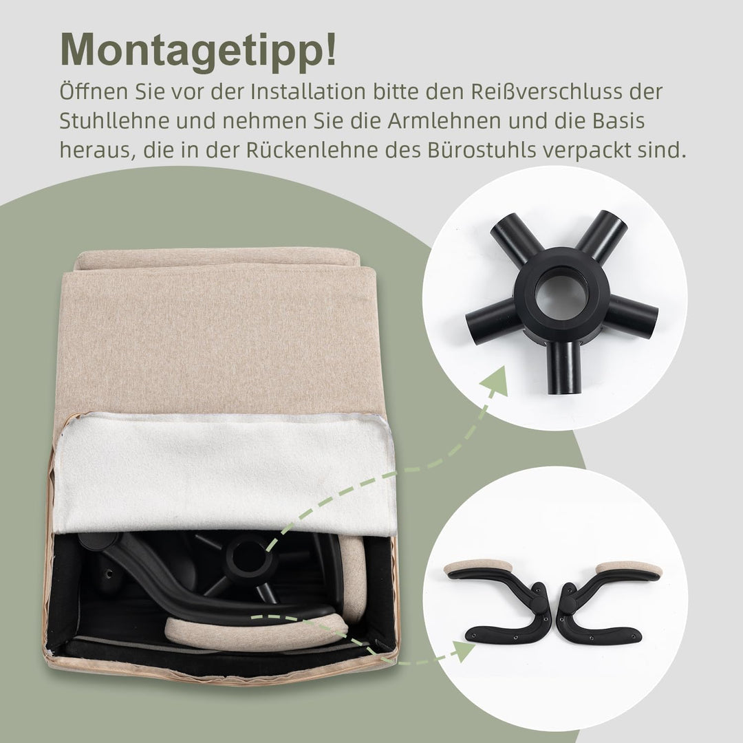CASTLOVE Ergonomischer Bürostuhl - Schreibtischstuhl mit Rückenlehne - Hochklappbare Armlehne - Hohe