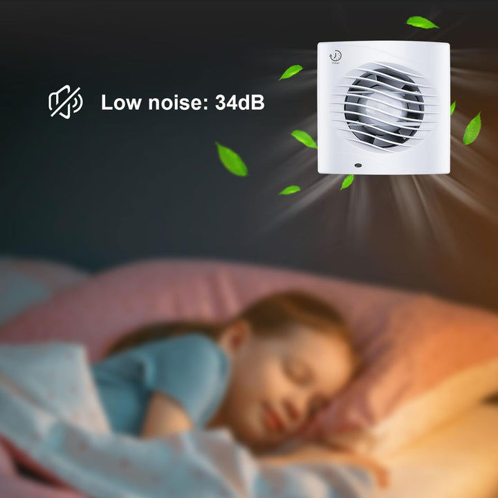 Anesty Badlüfter 100mm mit Nachlauf Timer, 12W 130m³/h Abluftventilator Leiser Badezimmer Lüfter mit