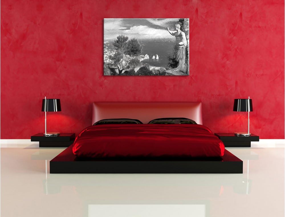 Pixxprint Insel Capri in Italien Kunst als Leinwandbild/Grösse: 100x70 cm/Wandbild/Kunstdruck/fertig