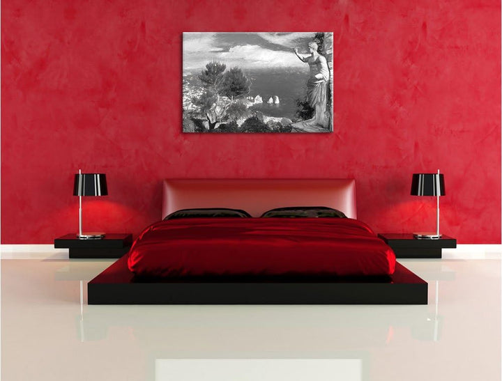 Pixxprint Insel Capri in Italien Kunst als Leinwandbild/Grösse: 100x70 cm/Wandbild/Kunstdruck/fertig