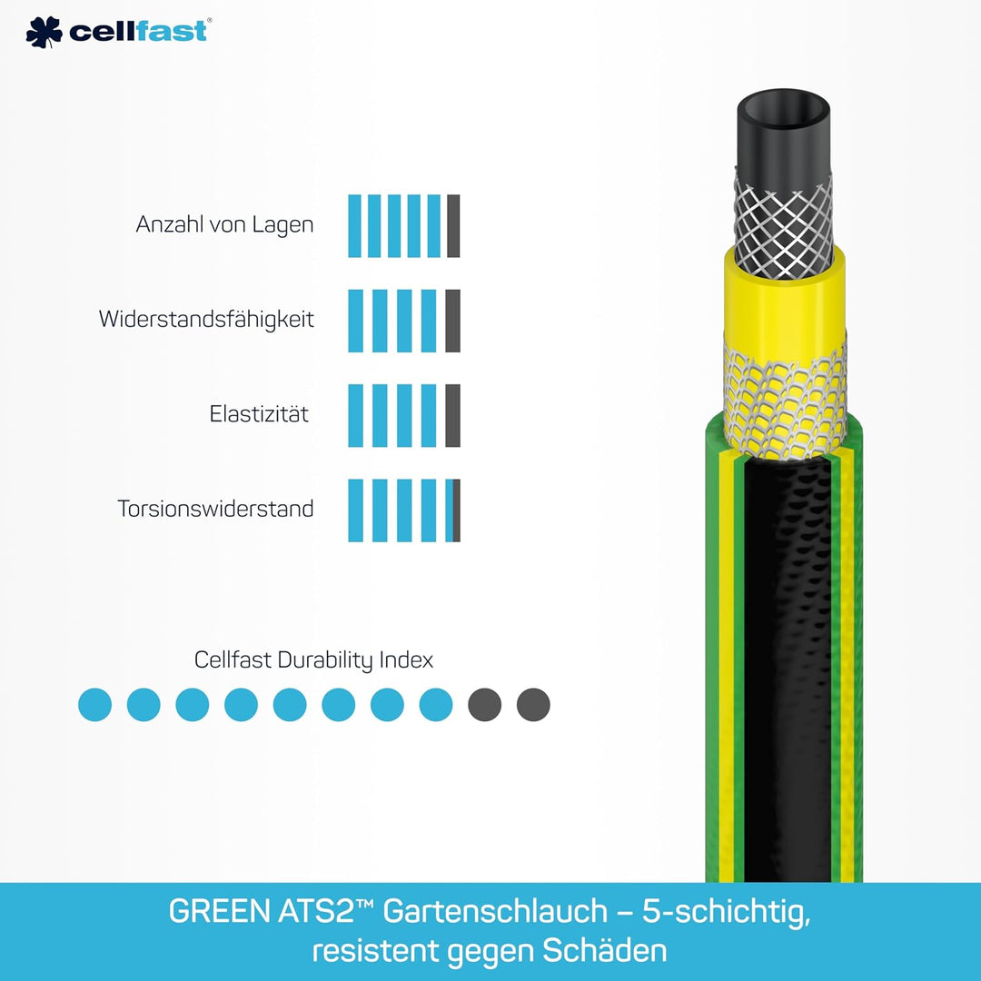 CELLFAST Gartenschlauch Schlauch 5 Lagiger Wasserschlauch Doppelgeflecht Kreuz Trikotgewebe Bewässer