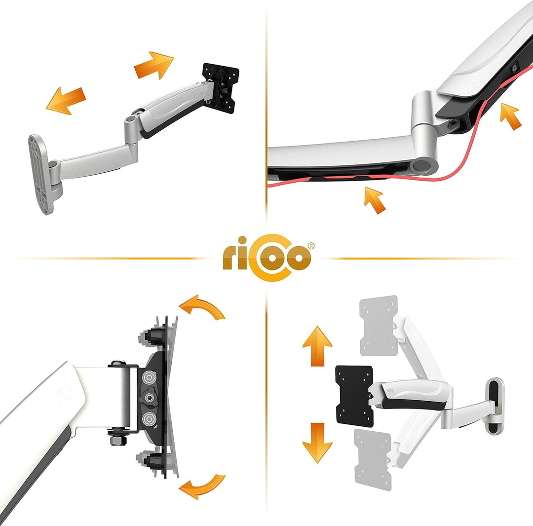 RICOO PC Monitor Wandhalterung höhenverstellbar Gasfeder Schwenkbar Neigbar für Bildschirm 15-33 Zol