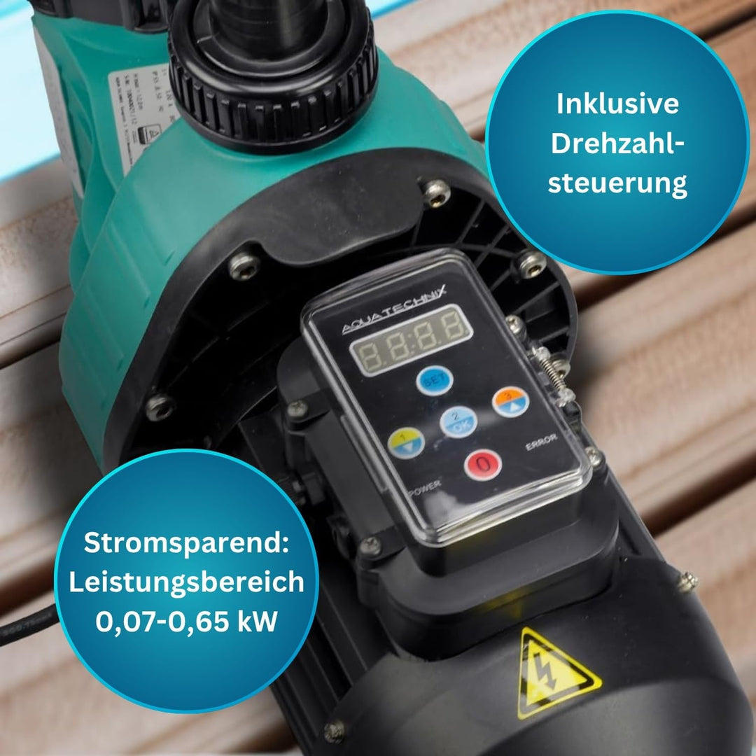 Leistungsstarke Aqua Vario Plus | Drehzahlgesteuerte Filterpumpe 1 bis 11 m³/h | Für Becken bis 60.0