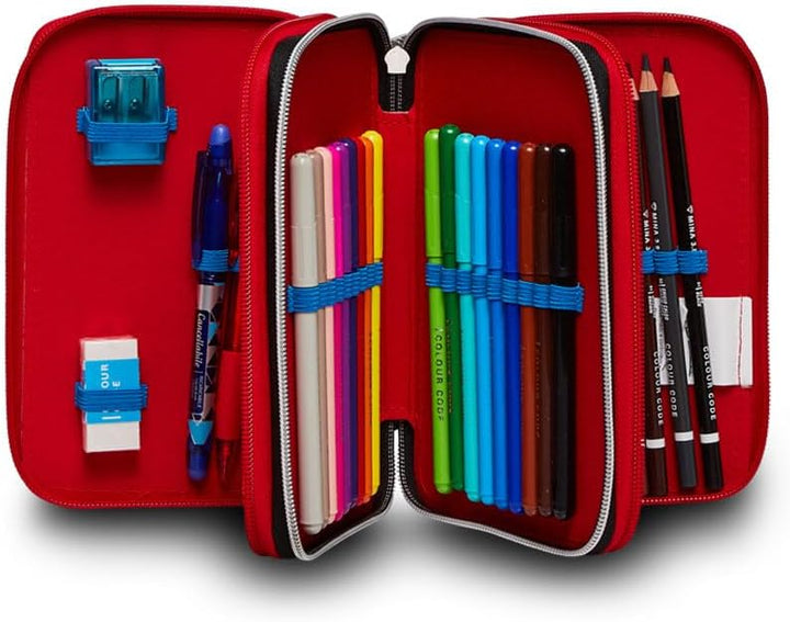 Seven Federmäppchen, Mäppchen, mehrfarbig, Federtasche für Schreibwaren, Etui mit Stiften, Kugelschr