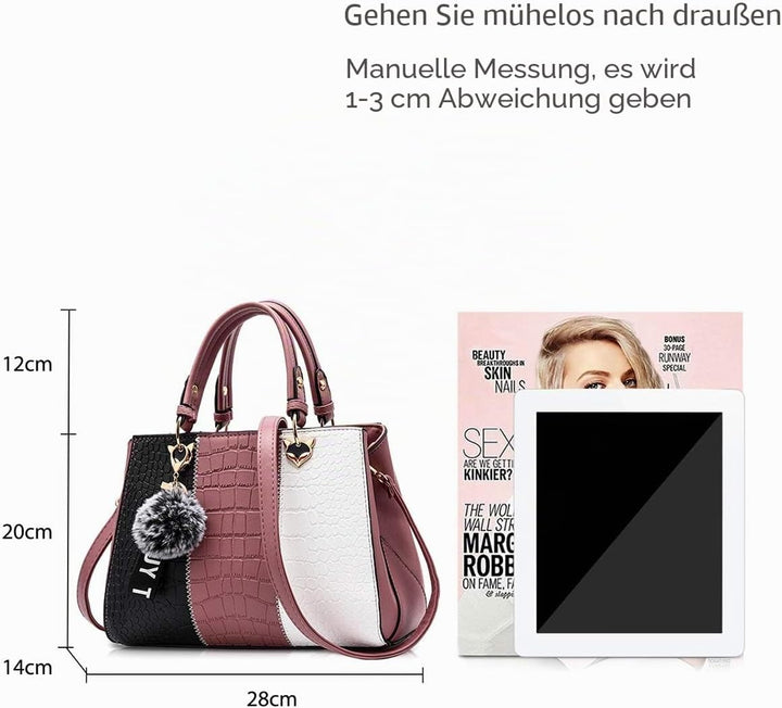NICOLE &amp; DORIS Damen Handtasche Umhängetasche Henkeltasche Kuriertasche Elegant Damen Handtaschen mi