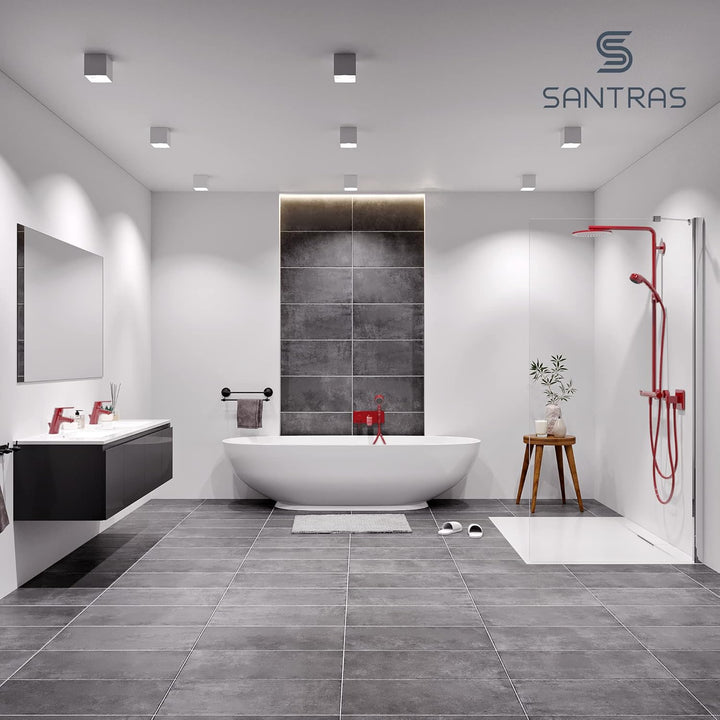 SANTRAS® Duschschlauch PREMIUM Rot 2,00 m mit Durchflussbegrenzer – Besonders flexibler Brauseschlau