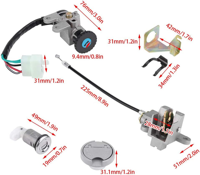 Zündschloss Schlüsselschloss Tankdeckel Set für GY6 50cc Jonway Taotao Roketa Roller Moped Bike für